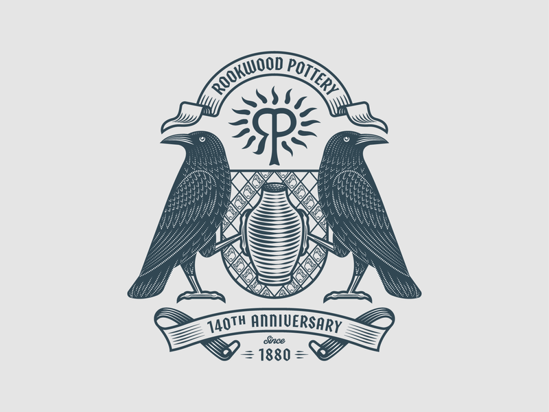 Rookwood Pottery Co. pt. II badge coat of arms engraving etching graphic design illustrator line art logo peter voth design