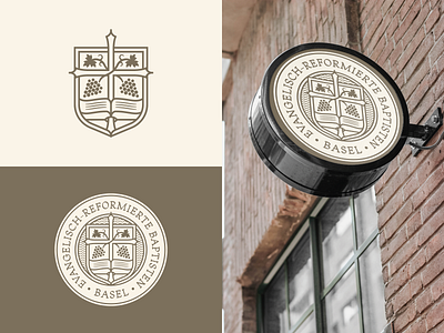 ERB Basel badge branding design engraving etching illustration logo peter voth design responsive branding vector