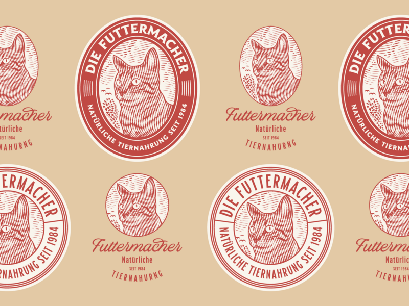 Die Futtermacher (Cat Version) badge branding cat design engraving etching illustration illustrator logo peter voth design vector