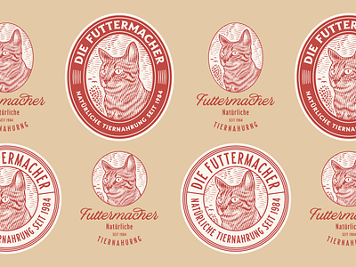 Die Futtermacher (Cat Version) illustrator cat branding design etching engraving logo badge vector illustration peter voth design