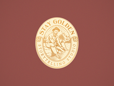 Stay Golden badge branding design engraving etching illustration line art logo logo design peter voth design vector woodcut