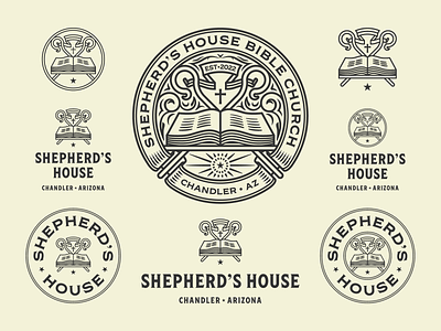 Shepherd’s House pt. II badge branding design engraving etching illustration logo peter voth design vector