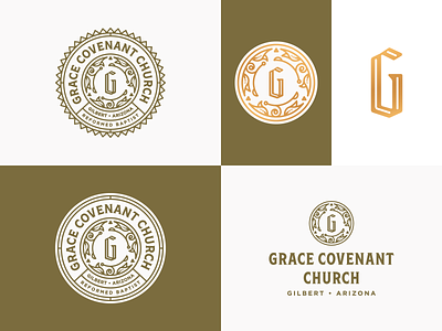 Grace Covenant Church (Gilbert, Arizona) badge branding design engraving etching illustration logo peter voth design vector