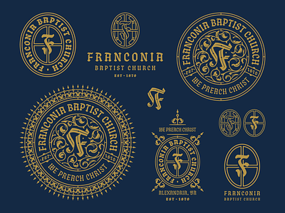 Franconia Baptist Church badge branding design engraving etching illustration logo logo design peter voth design responsive branding vector