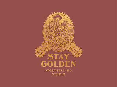 Stay Golden pt. III badge branding design engraving etching illustration logo peter voth design scratchboard vector woodcut