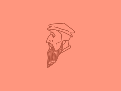 Johannes Calvin face head illustration lines logo vector