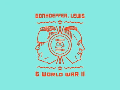 Bonhoeffer, Lewis & World War II (Final Badge) badge bomb face faces helmet icon illustration line logo vector ww2