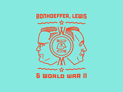 Bonhoeffer, Lewis & World War II (Final Badge) badge bomb face faces helmet icon illustration line logo vector ww2