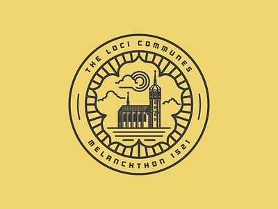 The Loci Communes (Badge) III badge building church illustration logo rose vector