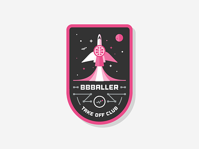 BBBALLER dribbble illustration patch ship sky space stars sticker vector