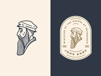 John Knox 3 badge face icon illustration patch vector wip