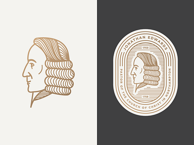 Jonathan Edwards badge face icon illustration patch vector