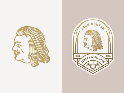 John Bunyan badge face icon illustration illustrator patch vector