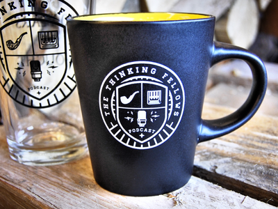 The Thinking Fellows (Drink Swag) badge glass logo merch mug