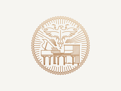 Mystery Project badge eagle illustration notes piano vector