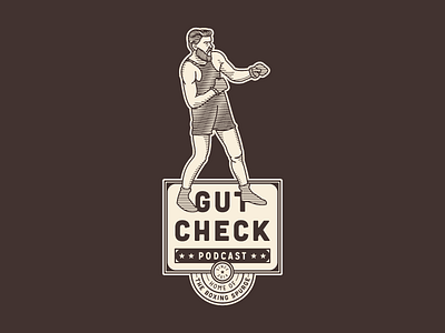 Gut Check (Podcast) badge boxer branding illustration