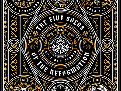 The Five Solas Of The Reformation (Print) illustration poster