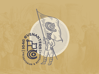 The Covenanter badge branding illustration logo