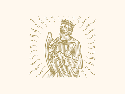 King David engraving illustration scratchboard vector