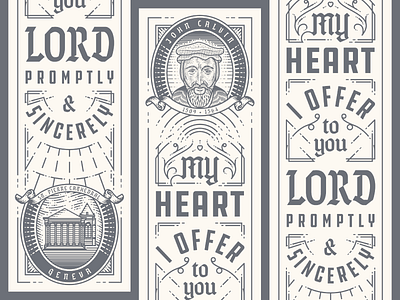 John Calvin Bookmark bookmark illustration ornament typography