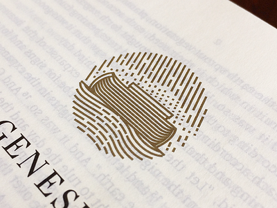 Genesis (Printed) badge bible engraving etching icon illustration line art scratchboard