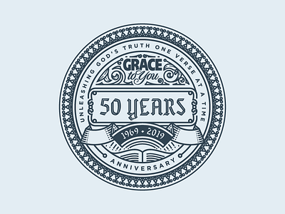 Grace To You — 50 Years Badge badge engraving illustration logo seal