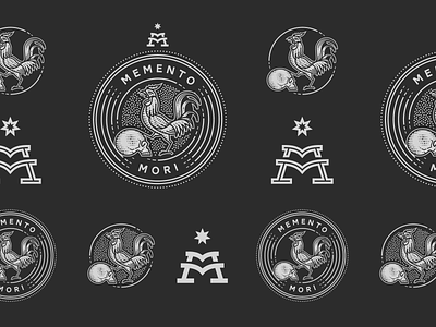 Memento Mori pt. III badge branding engraving icon illustration illustrator logo responsive branding rooster skull vector wood engraving