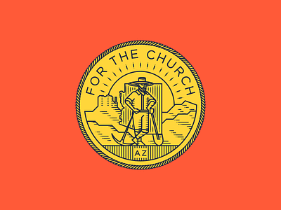 For the Church • Arizona badge icon illustration line art logo peter voth design vector