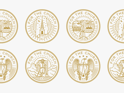 For the Church — "A's" badge engraving icon illustration logo peter voth design seal state vector