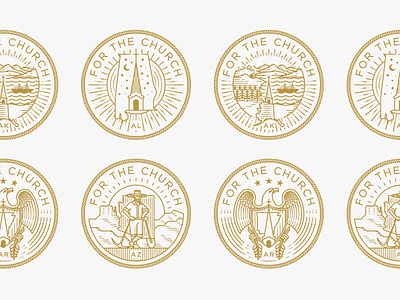 For the Church — "A's" badge engraving icon illustration logo peter voth design seal state vector