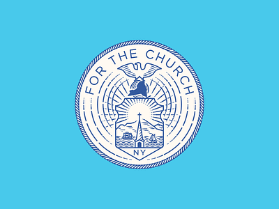 For the Church • New York badge coat of arms engraving etching graphic design icon illustration line art logo peter voth design seal