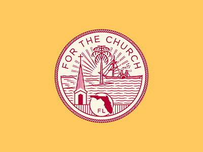 For the Church • Florida badge engraving etching graphic design icon illustration illustrator line art logo peter voth design vector