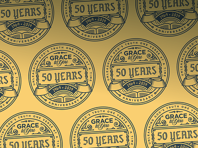 Grace to You – 50 Years Seal badge engraving graphic design illustration illustrator logo peter voth design vector