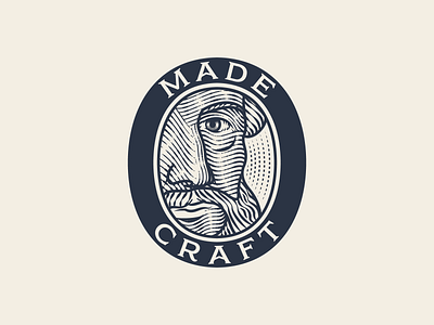 MadeCraft pt.III badge branding engraving etching graphic design icon illustration illustrator line art logo peter voth design portrait vector