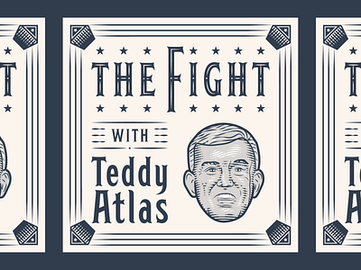 THE FIGHT with Teddy Atlas badge branding engraving etching face graphic design icon illustration illustrator line art logo peter voth design portrait vector