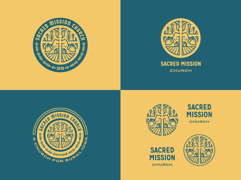 Sacred Mission Church badge branding cinder engraving etching graphic design icon illustration illustrator line art logo mission gothic peter voth design shackleton vector
