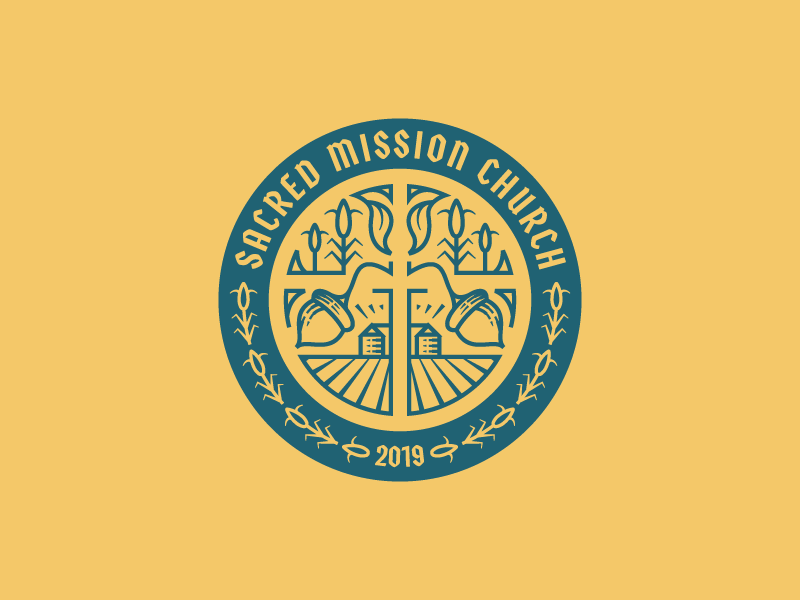 Sacred Mission Church pt. II line art graphic design illustrator branding etching peter voth design icon engraving logo vector badge illustration