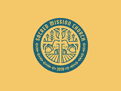 Sacred Mission Church pt. II badge branding engraving etching graphic design icon illustration illustrator line art logo peter voth design vector