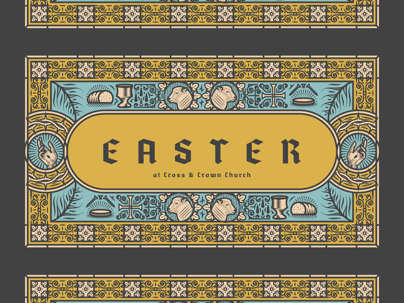 Cross & Crown Church — Easter 2019 badge bible easter engraving etching good friday graphic design icon illustration illustrator line art line enrgaving logo peter voth design vector