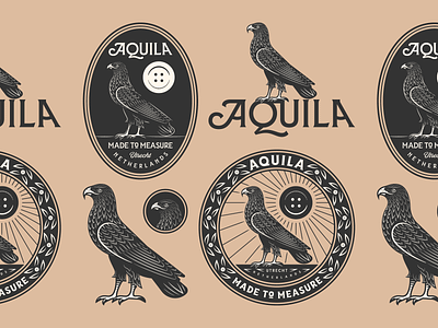 Aquila pt. II aquila badge branding eagle engraving etching graphic design icon illustration illustrator logo peter voth design responsive branding vector