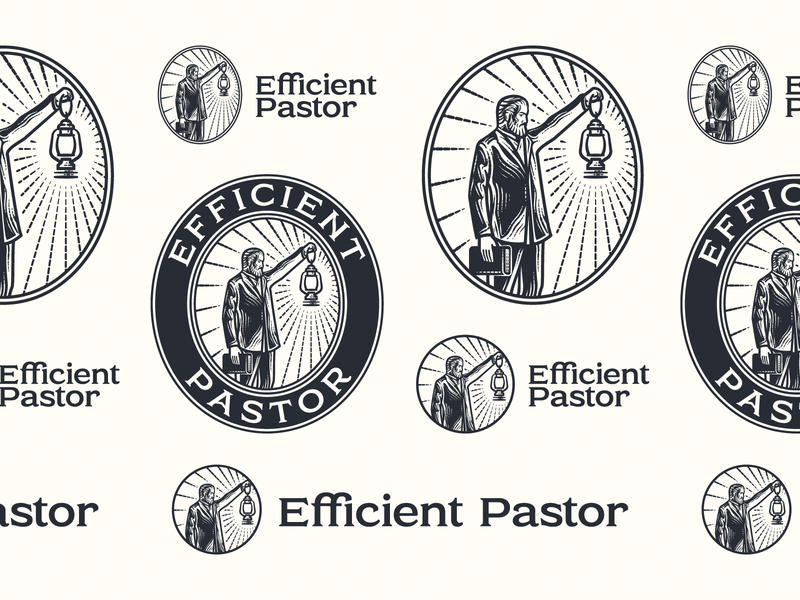 Efficient Pastor badge branding engraving etching graphic design illustration illustrator logo peter voth design vector