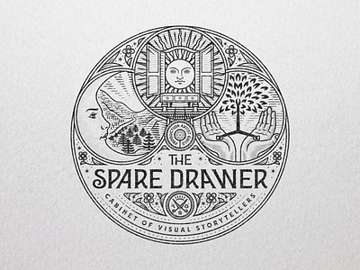 The Spare Drawer badge branding engraving etching icon illustration illustrator logo peter voth design vector