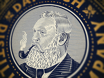 Darragh Distilling Co. pt. II badge engraving etching icon illustration illustrator line art logo peter voth design vector