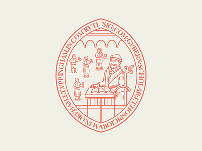 Uppingham School badge crest engraving etching icon illustration illustrator line art logo peter voth design seal vector