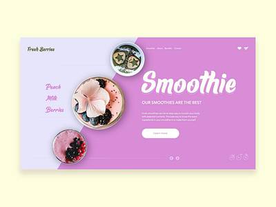 The first screen of the site for smoothies concept design desktop homepage landing landingpage smoothie smoothies ui uidesign ux uxdesign web webdesign website