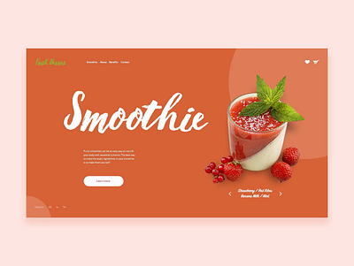 The first screen of the site for smoothies concept design desktop homepage landing landingpage smoothie smoothies ui uidesign ux uxdesign web webdesign website
