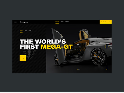 #01 Practice interface Koenigsegg car dark practice uiux webdesign