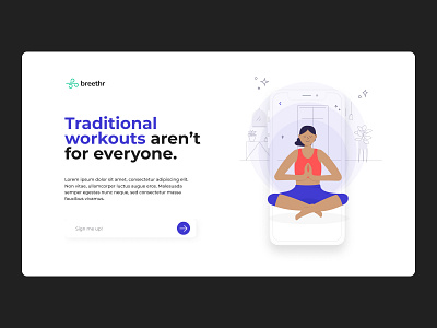 Easy Wellness App - Landing Page app app design breathing home illustration landing page relaxation sign up ui uiux user interface ux website