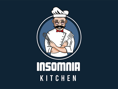Insomnia Kitchen art branding cartoon logo character chef chef mascot illustration insomnia insomnia kitchen kitchen kitchen design kitchen logo mascot mascotlogo minimal