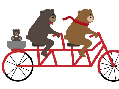 Three Bears bears bike illustration